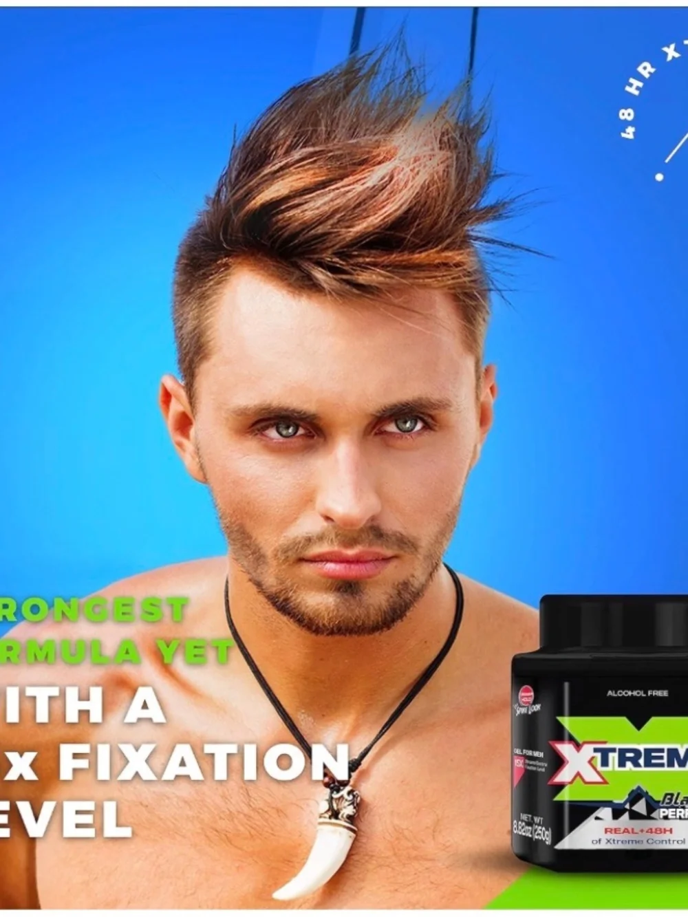 Xtreme Black Performance Hair Gel Real + 48H of Xtreme Control 8.81 Oz